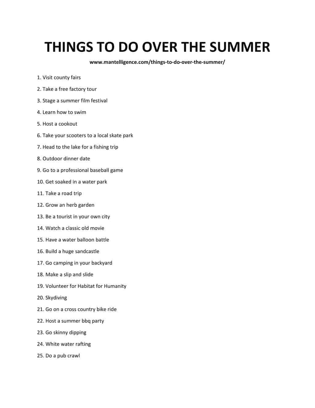 67 cosas que hacer durante el verano