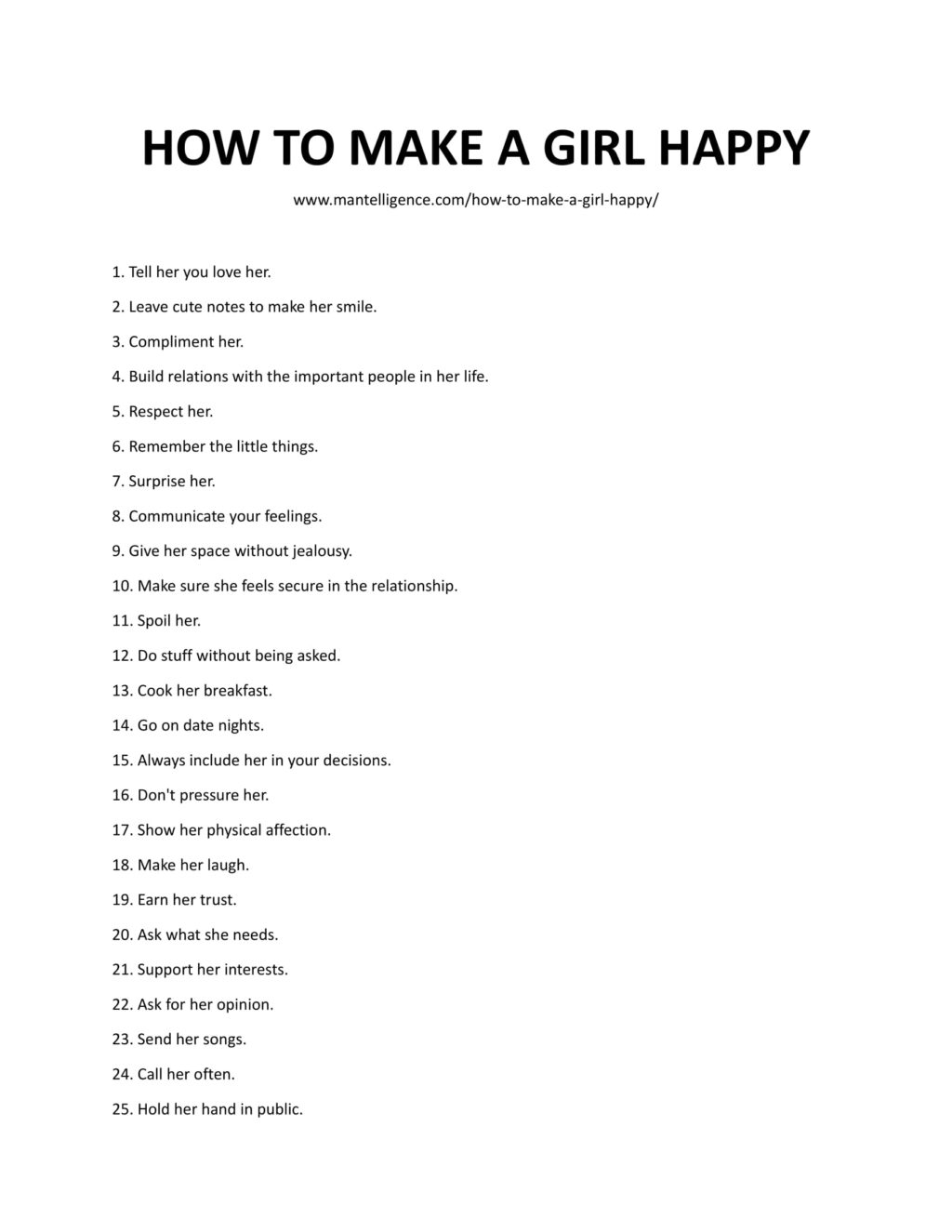 Cómo hacer feliz a una chica